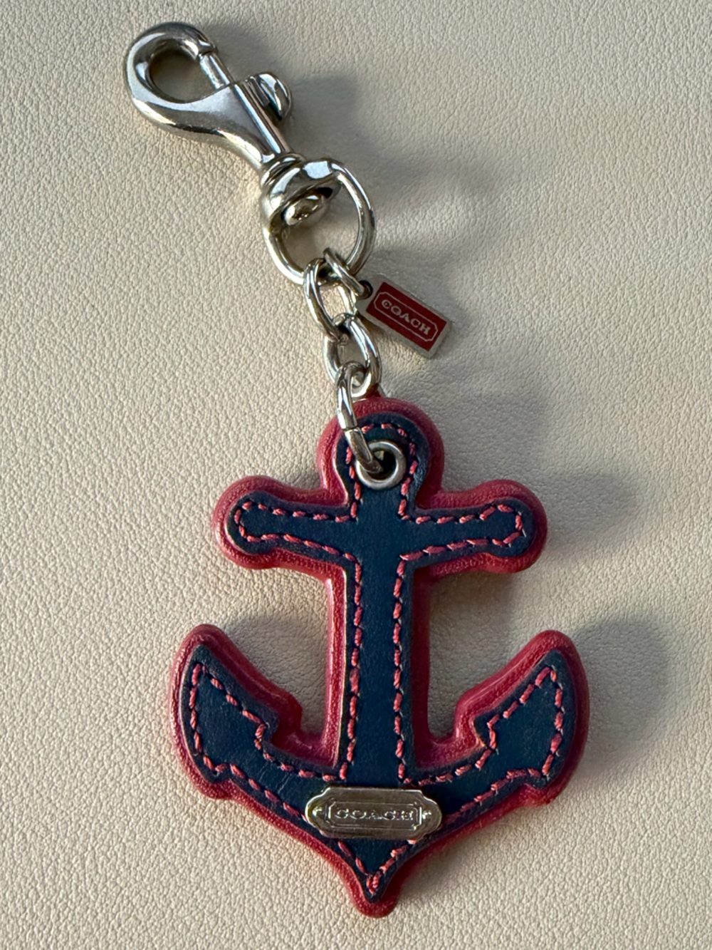 RARE - Coach - St Saint James - Nautical Anchor - Keychain Fob Charm - Red Blue
